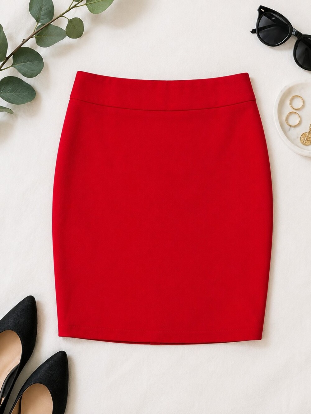 Dalia True Red Stretch Pencil Skirt Size 10 Career Office Classic